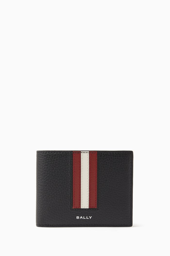 

Ribbon Wallet In Grained Leather, Black
