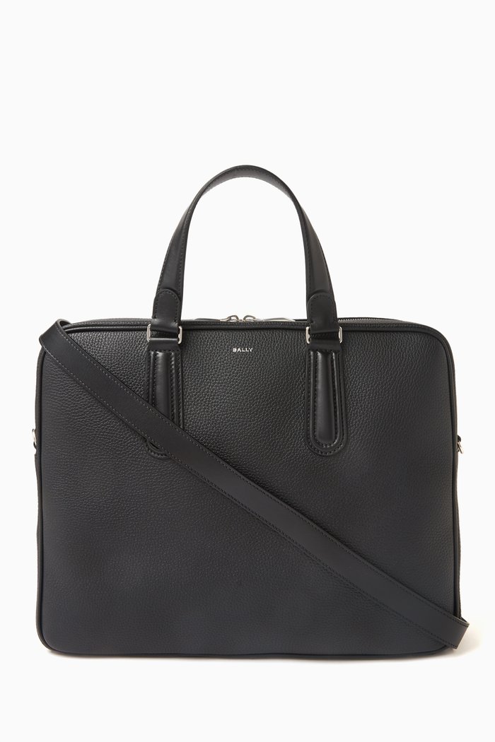 

Spin Briefcase in Grained Leather, Black