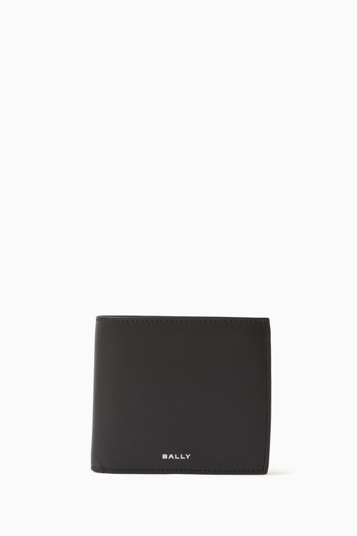 

Logo Bifold Wallet in Leather, Black
