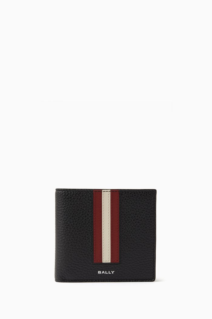 

Ribbon Wallet In Grained Leather, Black