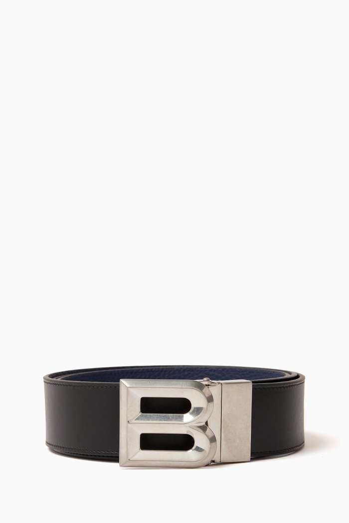 B Bold Reversible Belt in Leather, Black