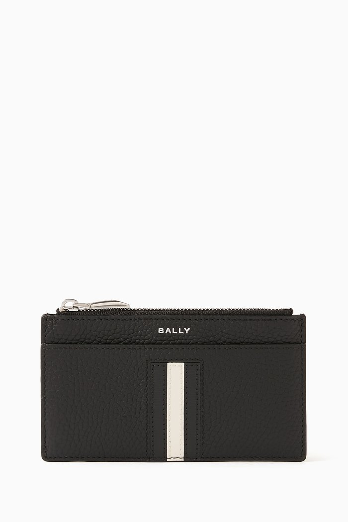 

Ribbon Business Card Holder In Grained Leather, Black