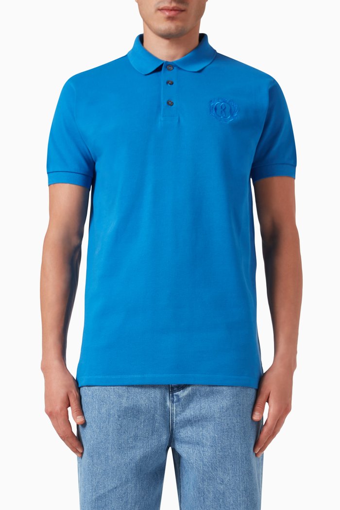 

Emblem Polo Shirt in Cotton Piqué, Blue