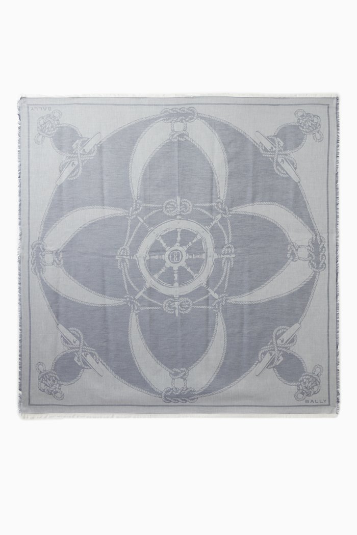 

Logo Square Scarf in Cotton, Blue