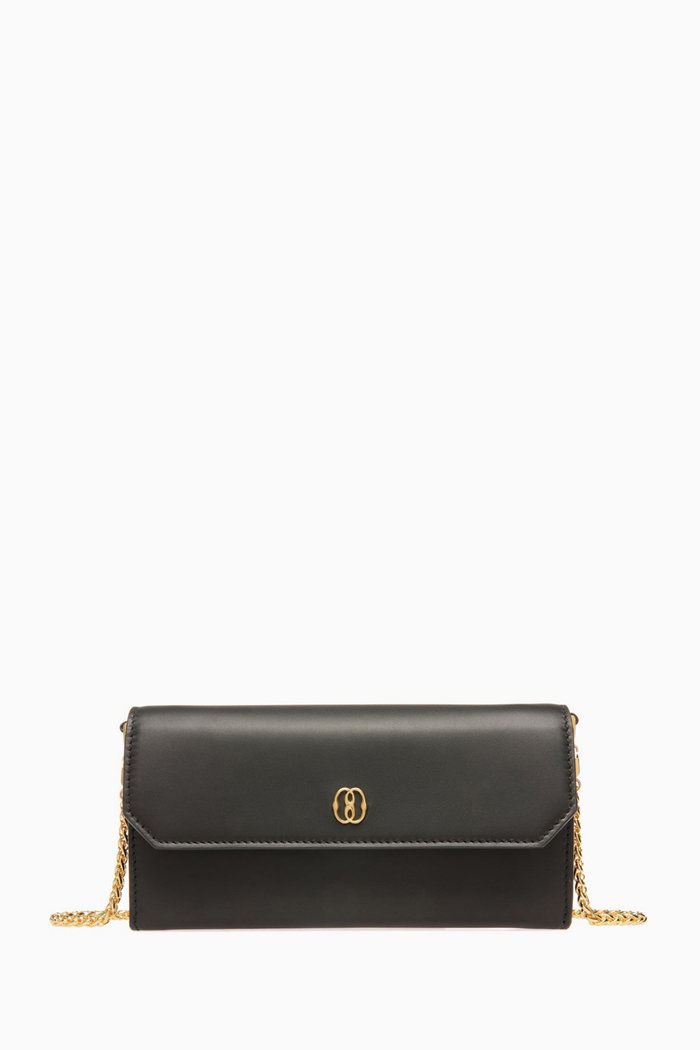 

Emblem Long Wallet in Leather, Black