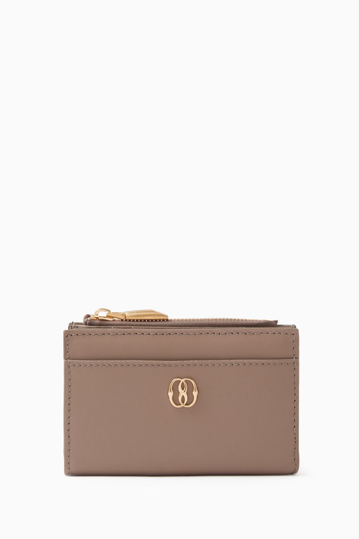

Emblem Compact Wallet in Leather, Neutral