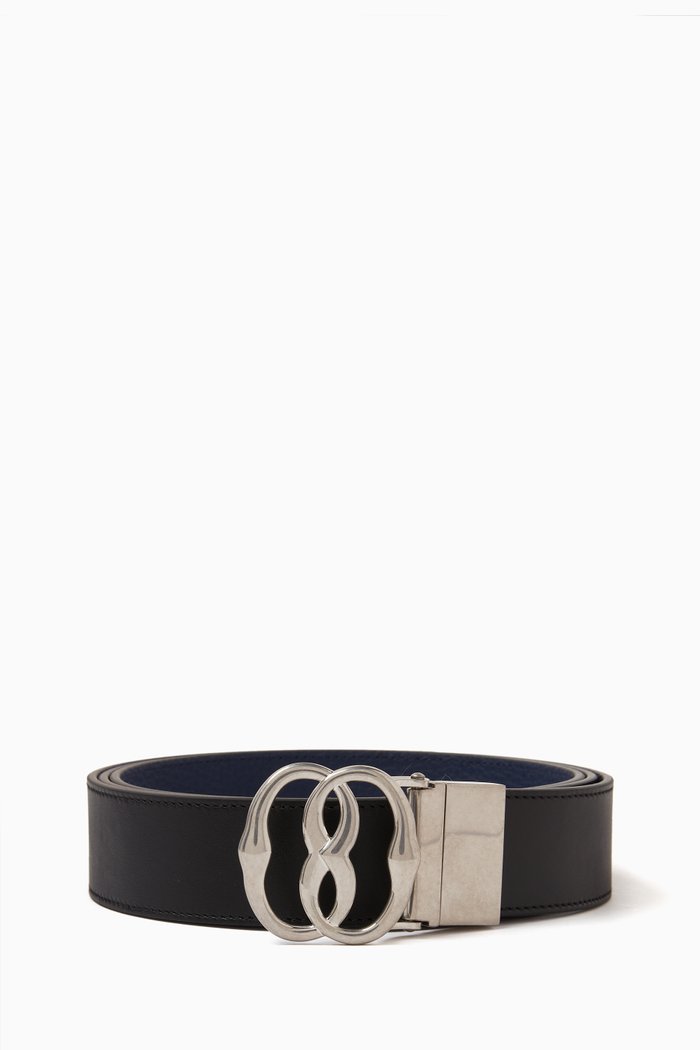 

Emblem Reversible Belt in Leather, Black