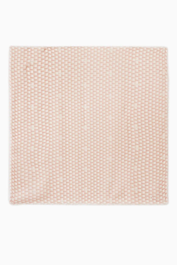 

Monogram Printed Square Scarf in Cotton, Neutral