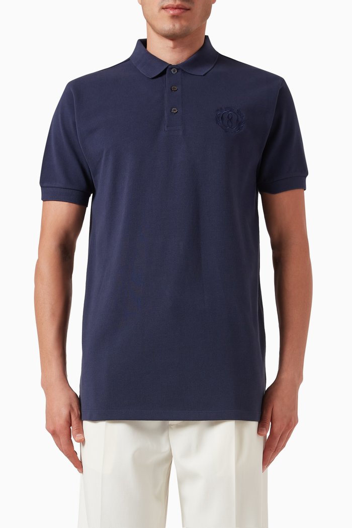 

Emblem Polo Shirt in Cotton Piqué, Blue