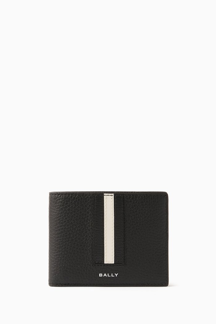 

Ribbon Wallet In Grained Leather, Black