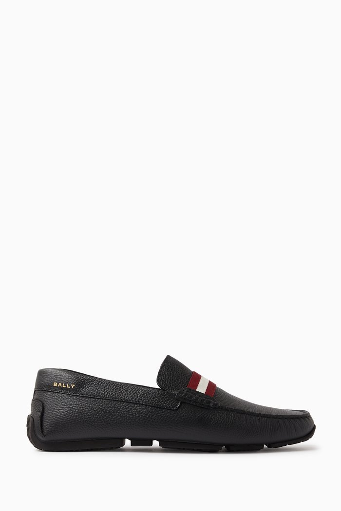 

Perthy Driver Shoes in Grained Leather, Black