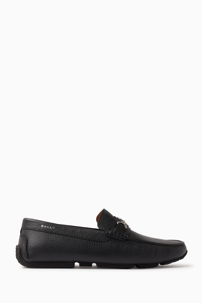 

Pexon Driver Shoes in Grained Leather, Black
