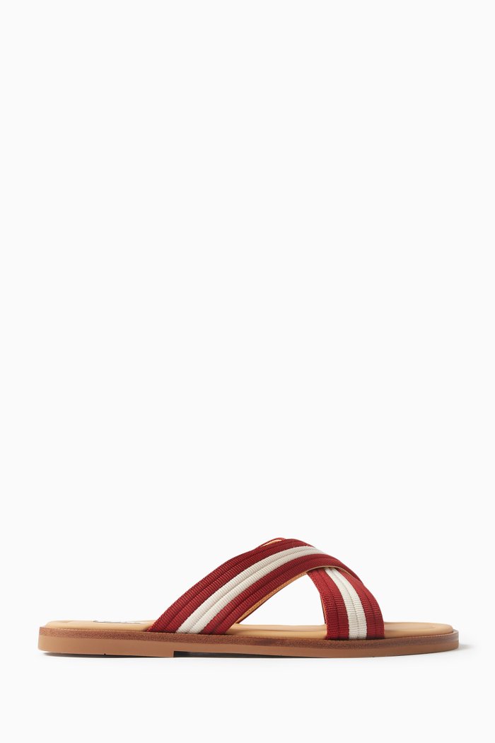 

Gyllu Striped Sandals in Nylon, Neutral