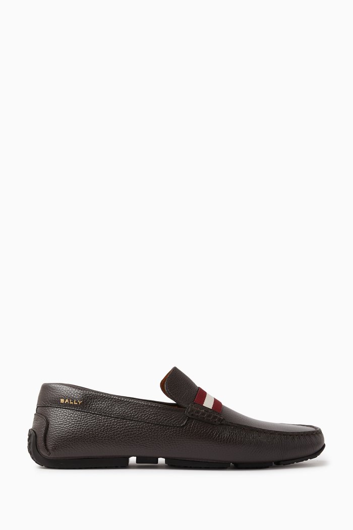 

Perthy Driver Shoes in Grained Leather, Brown