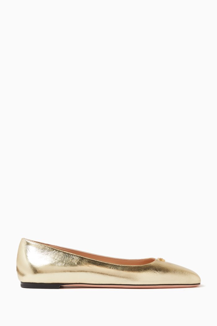 Briella Ballerina Flats in Leather, Gold