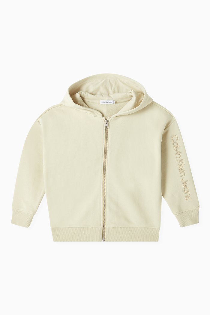 Logo Zip-through Hoodie in Cotton Terry, Green