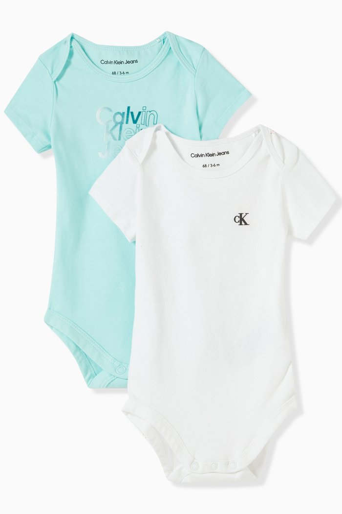 

Logo Bodysuits in Stretch Jersey, Set of 2, Blue