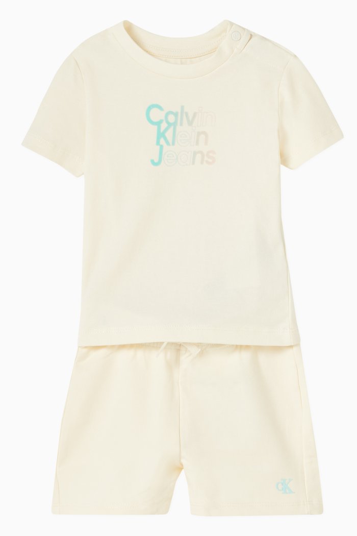 

Gradient Logo T-shirt & Shorts Set in Cotton, White