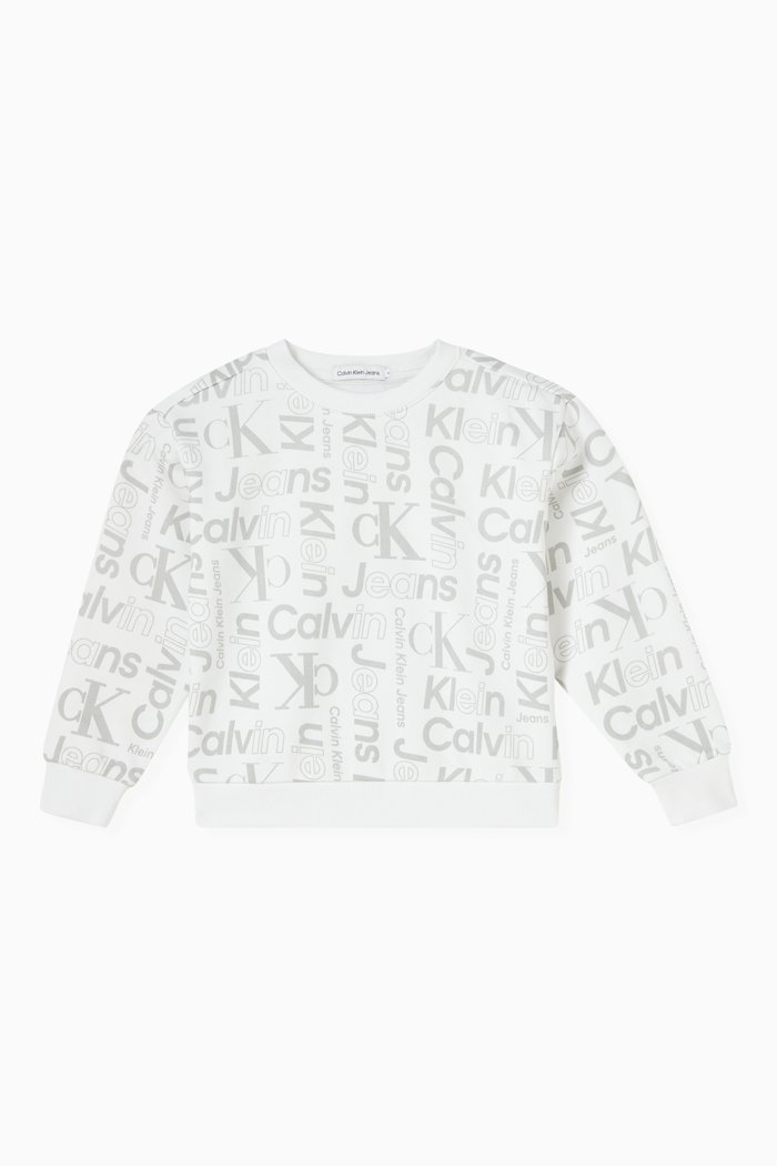 

All-over Logo Sweatshirt in Cotton Terry, White