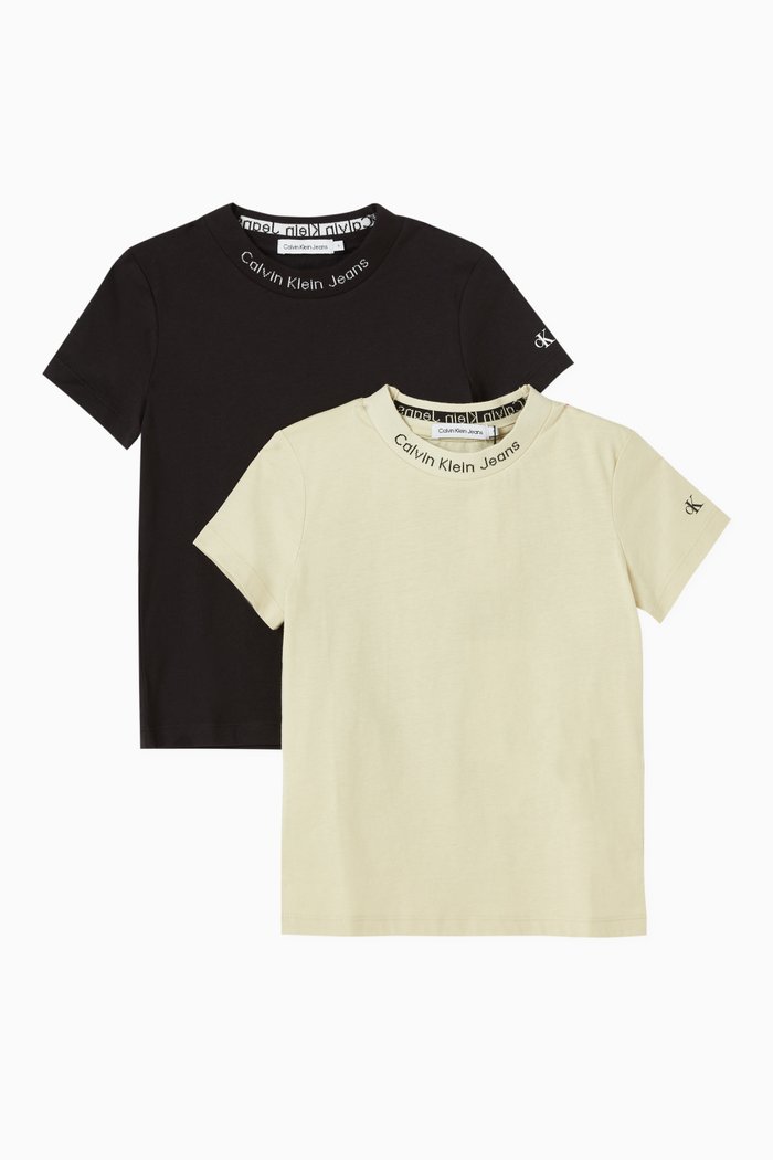 

Intarsia Logo T-shirts in Cotton, Set of 2, Green