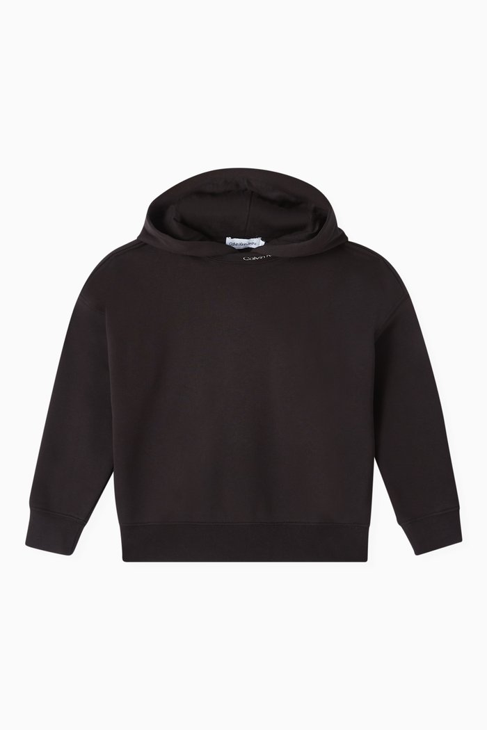 

Logo Intarsia Hoodie in Cotton-terry Blend, Black