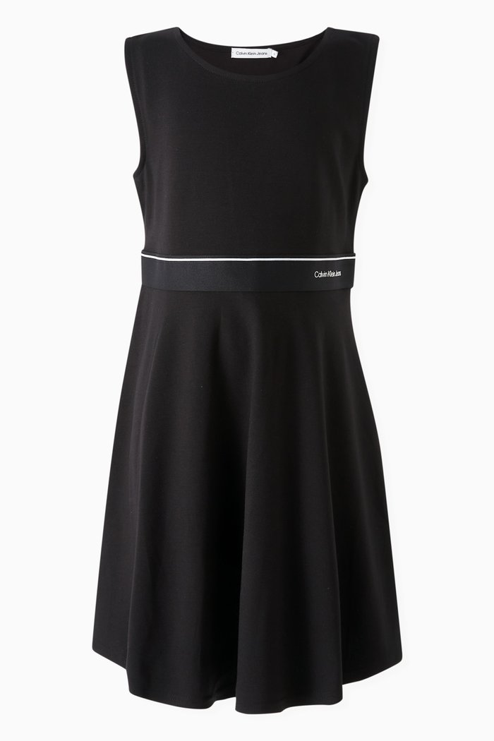 Logo Dress in Viscose-blend Jersey, Black