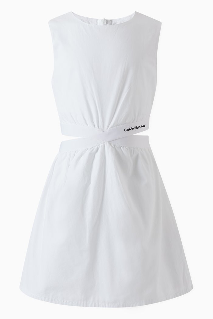

Logo Tape Dress in Cotton, White