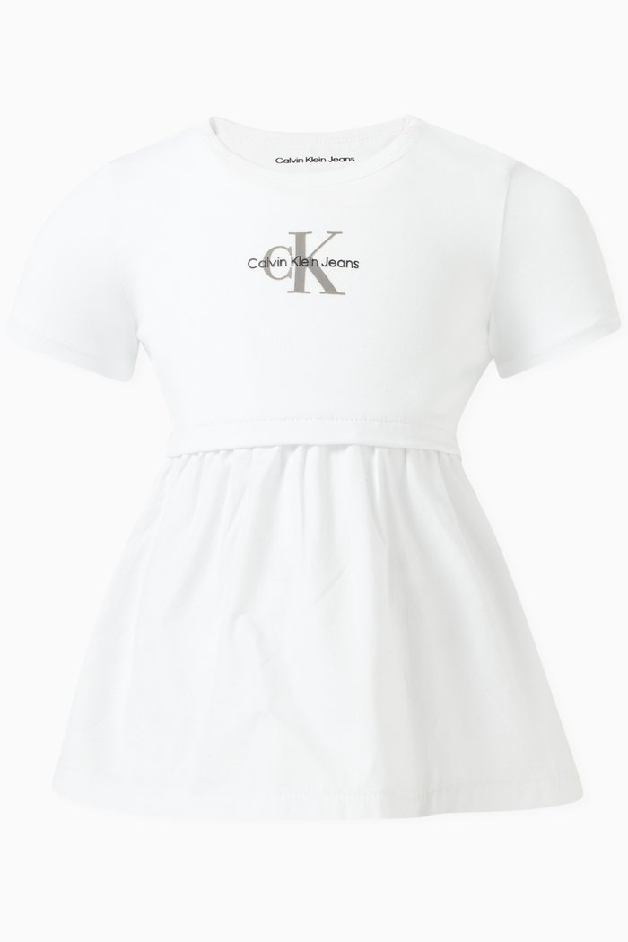 

Monogram-print Dress in Cotton, White