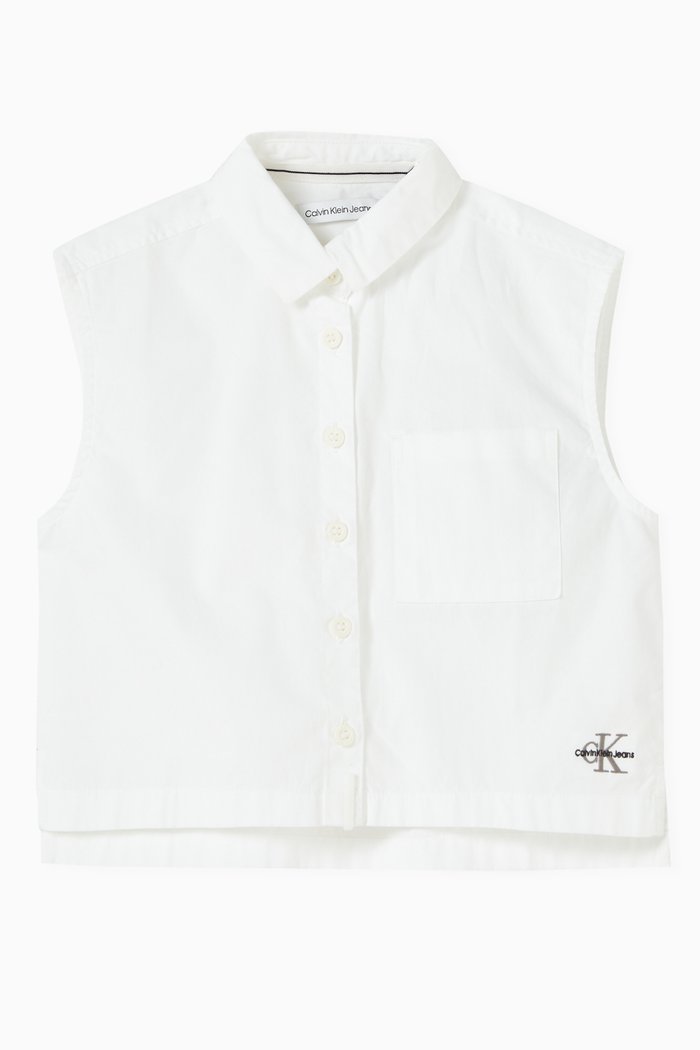 

Sleeveless Shirt in Cotton Poplin, White