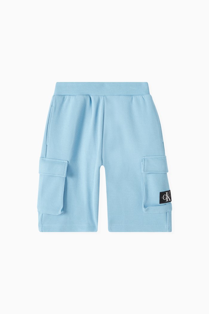 

Cargo Jogger Shorts in Cotton-piqué, Blue