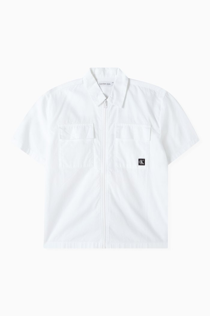 

Zipped Shirt in Cotton, White