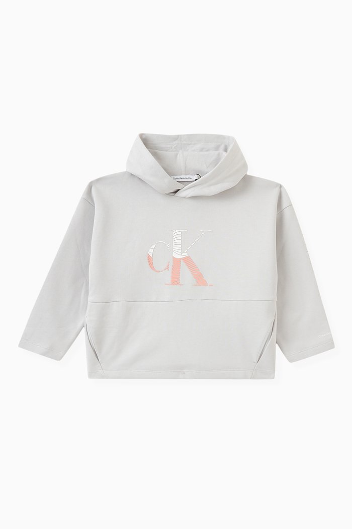 

Monogram Hoodie in Cotton Terry, Grey