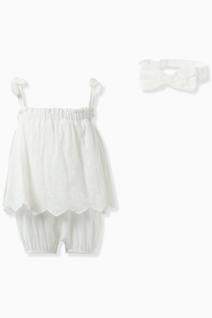 

Baby Romper & Headband Set, White