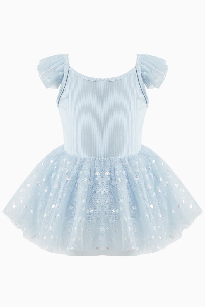 

Tutu Top & Biker Shorts Set in Tulle, Blue