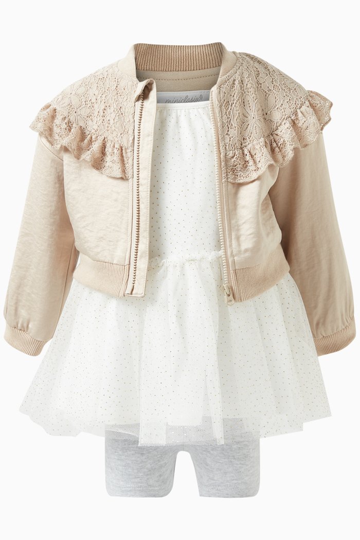 

Bomber Jacket, Top and Biker Shorts Set, Brown