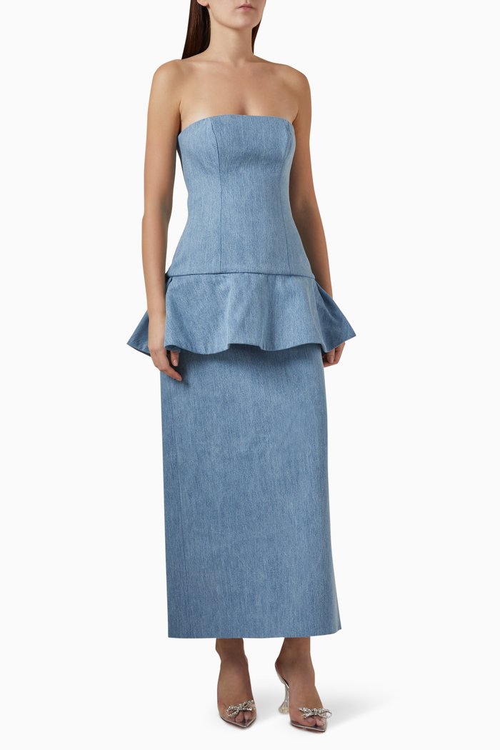 

Bustier Midi Dress in Denim, Blue