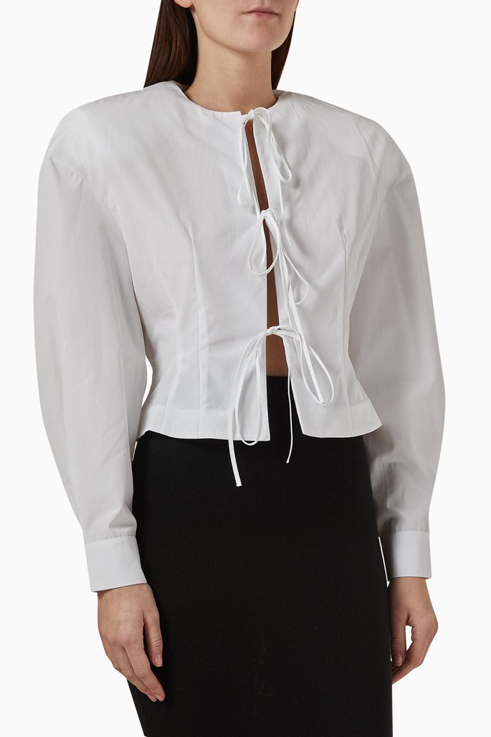 

Tie-up Blouse in Cotton, White