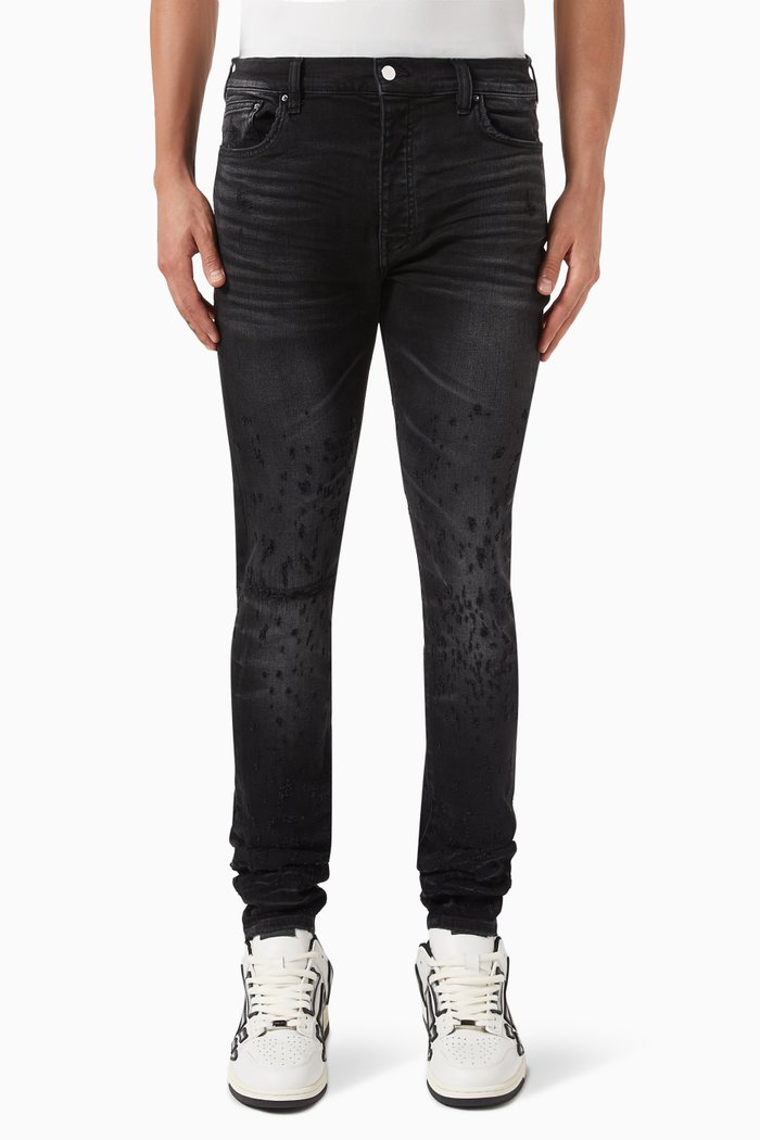 

Shotgun Distressed Skinny Jeans in Denim, Black