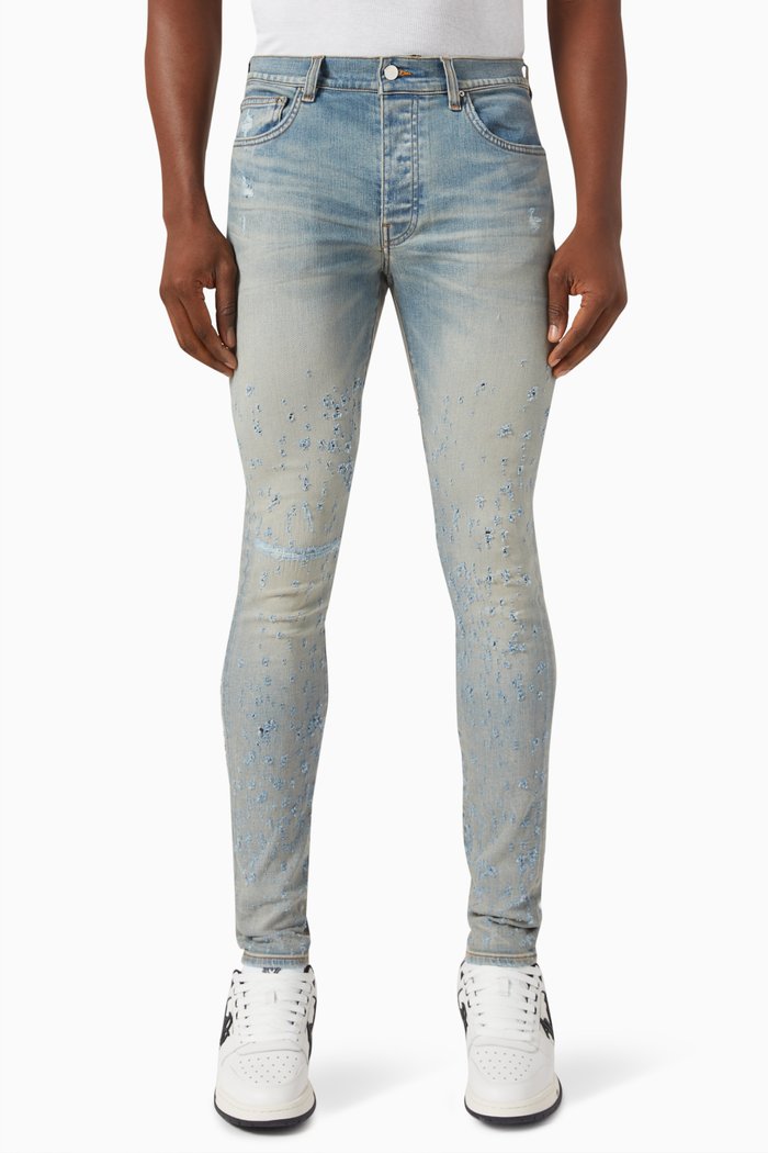 

Shotgun Distressed Skinny Jeans in Denim, Blue