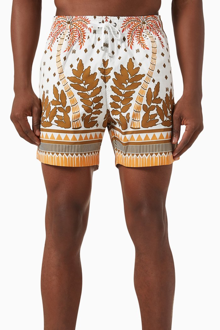 

Printed Palm Tree Swim Trunks, Multicolour