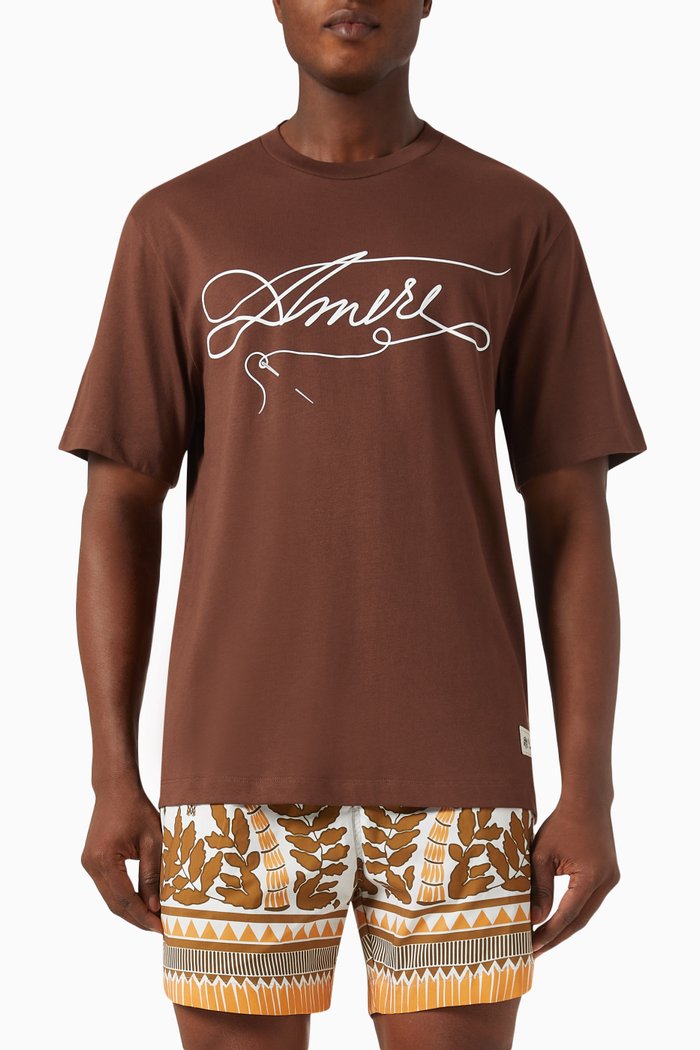 

Stitch Logo-print T-shirt in Cotton, Brown
