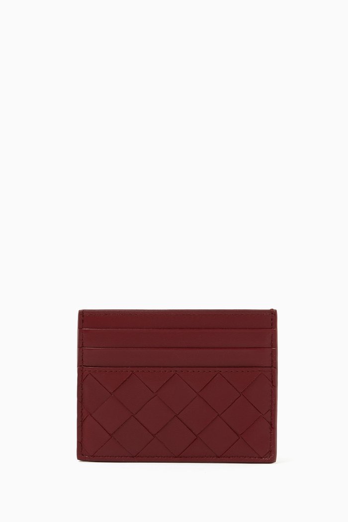 

Credit Card Case in Intrecciato Leather, Red