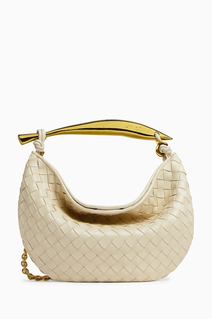 

Sardine Top-handle Bag in Intrecciato Leather, White
