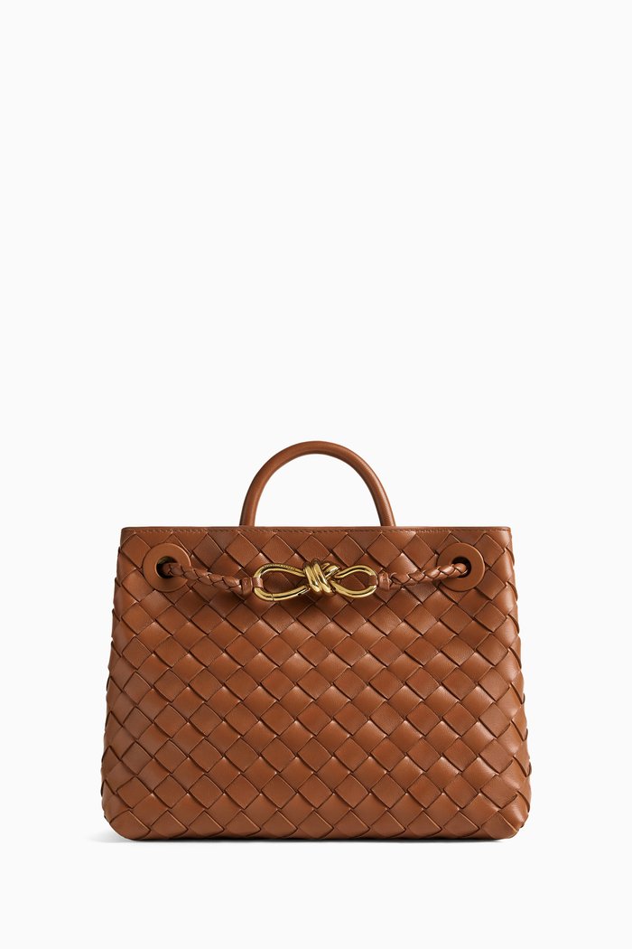 Small Andiamo Bag in Intrecciato Leather, Brown