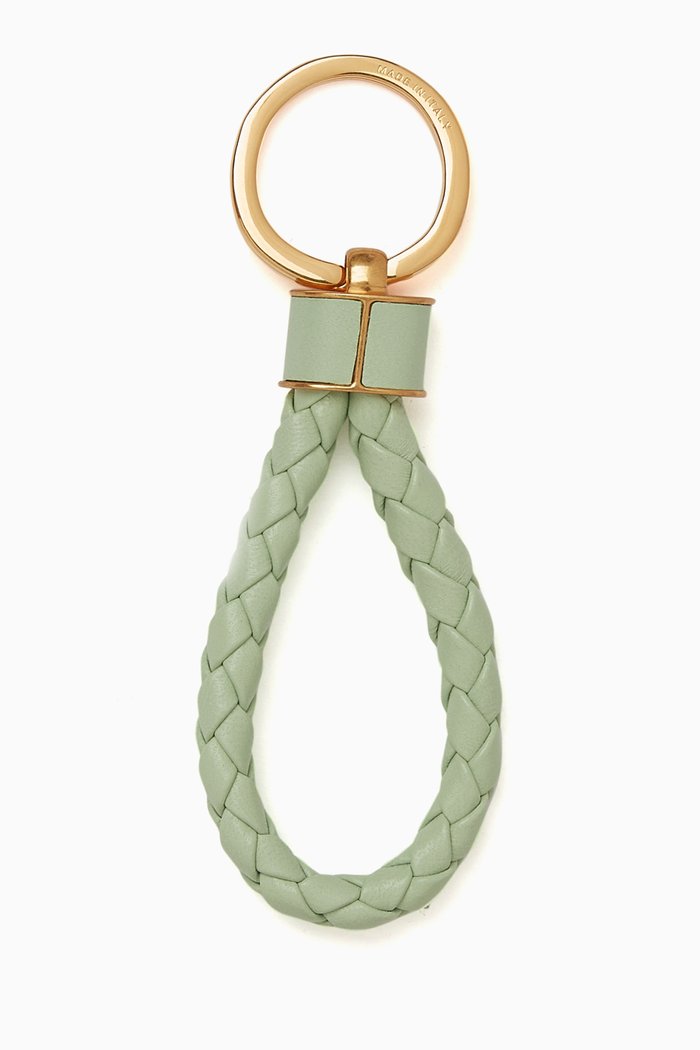 

Key Ring in Intrecciato Leather, Green