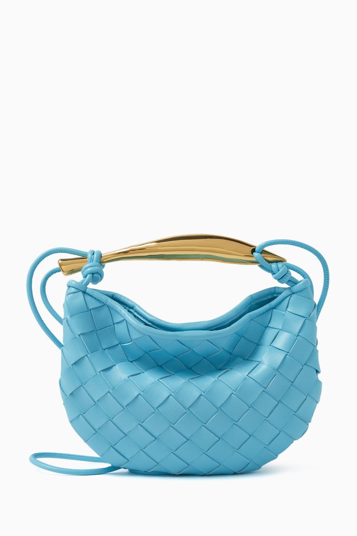 

Mini Sardine Crossbody Bag in Intrecciato Leather, Blue