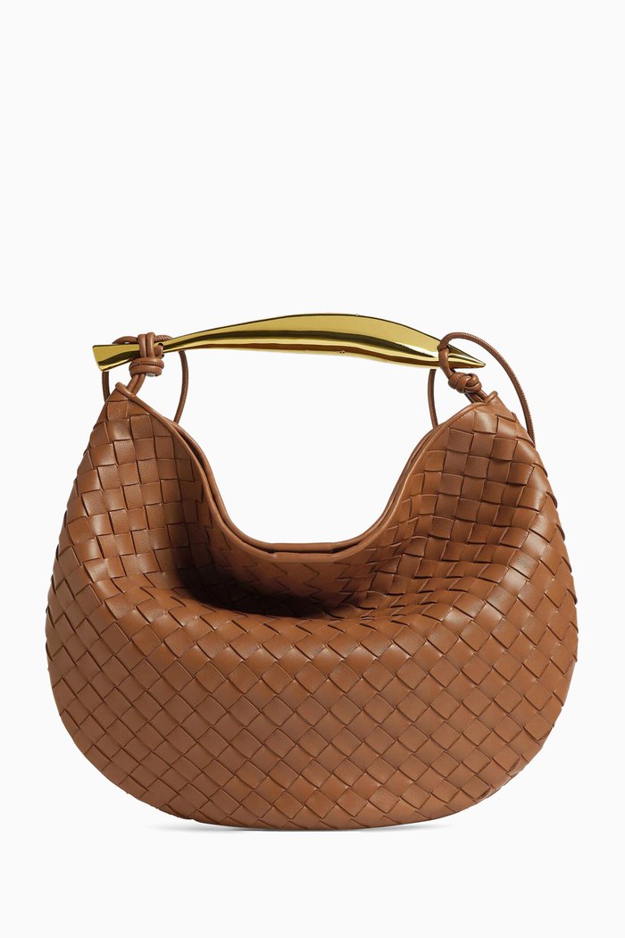 

Medium Sardine Shoulder Bag in Intrecciato Leather, Brown