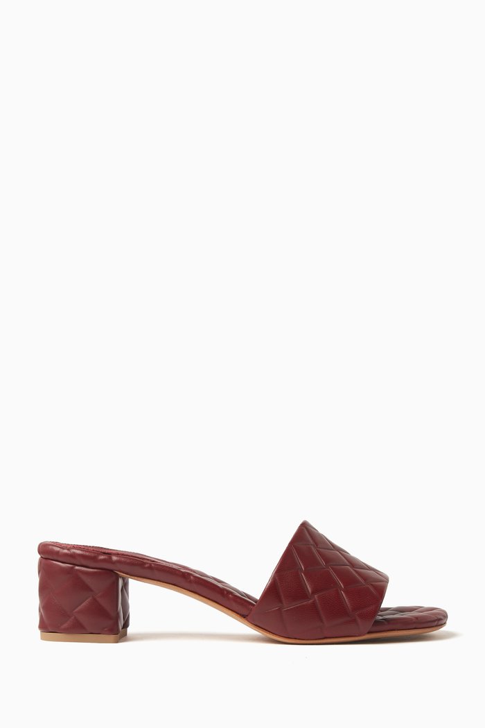 

Amy 45 Mule Sandals in Intreccio Leather, Red