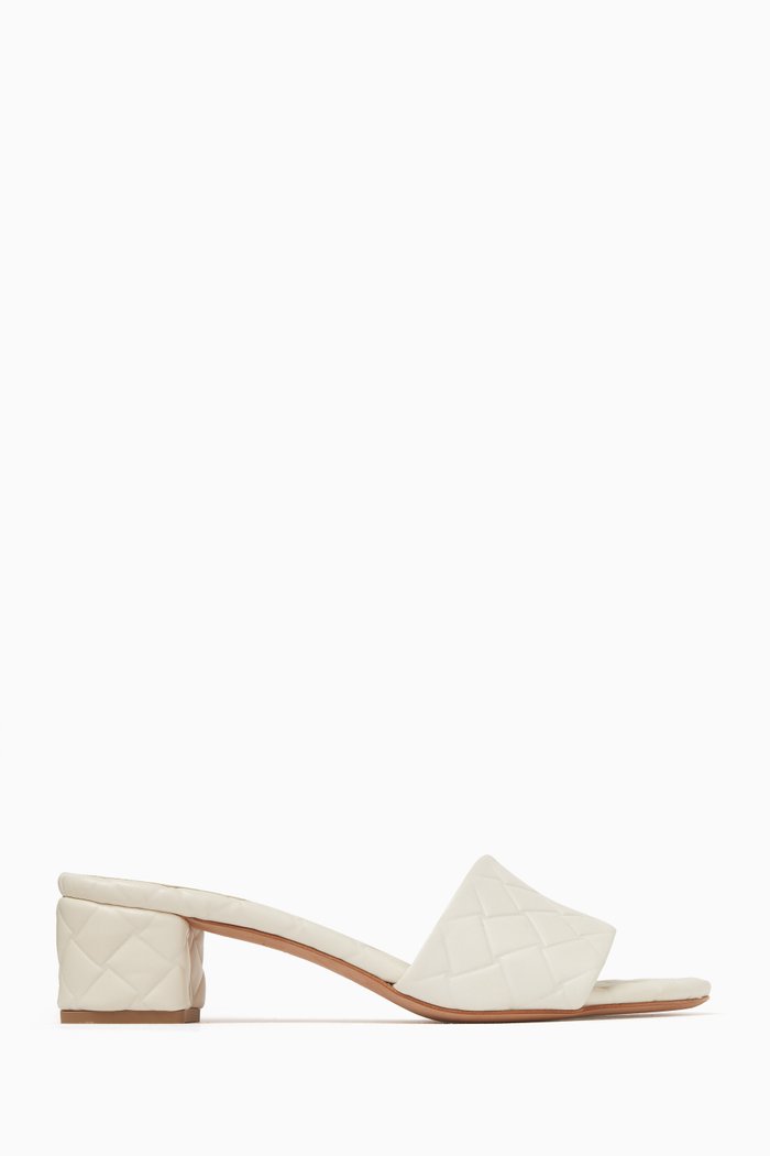 

Amy 45 Mules in Intreccio Leather, White