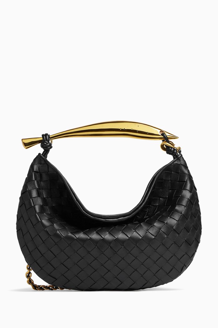 

Sardine Top-handle Bag in Intrecciato Leather, Black